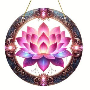 Suncatcher Lotus Flower Spiritual Buddhism Awake Hanging Window Decor Colorful